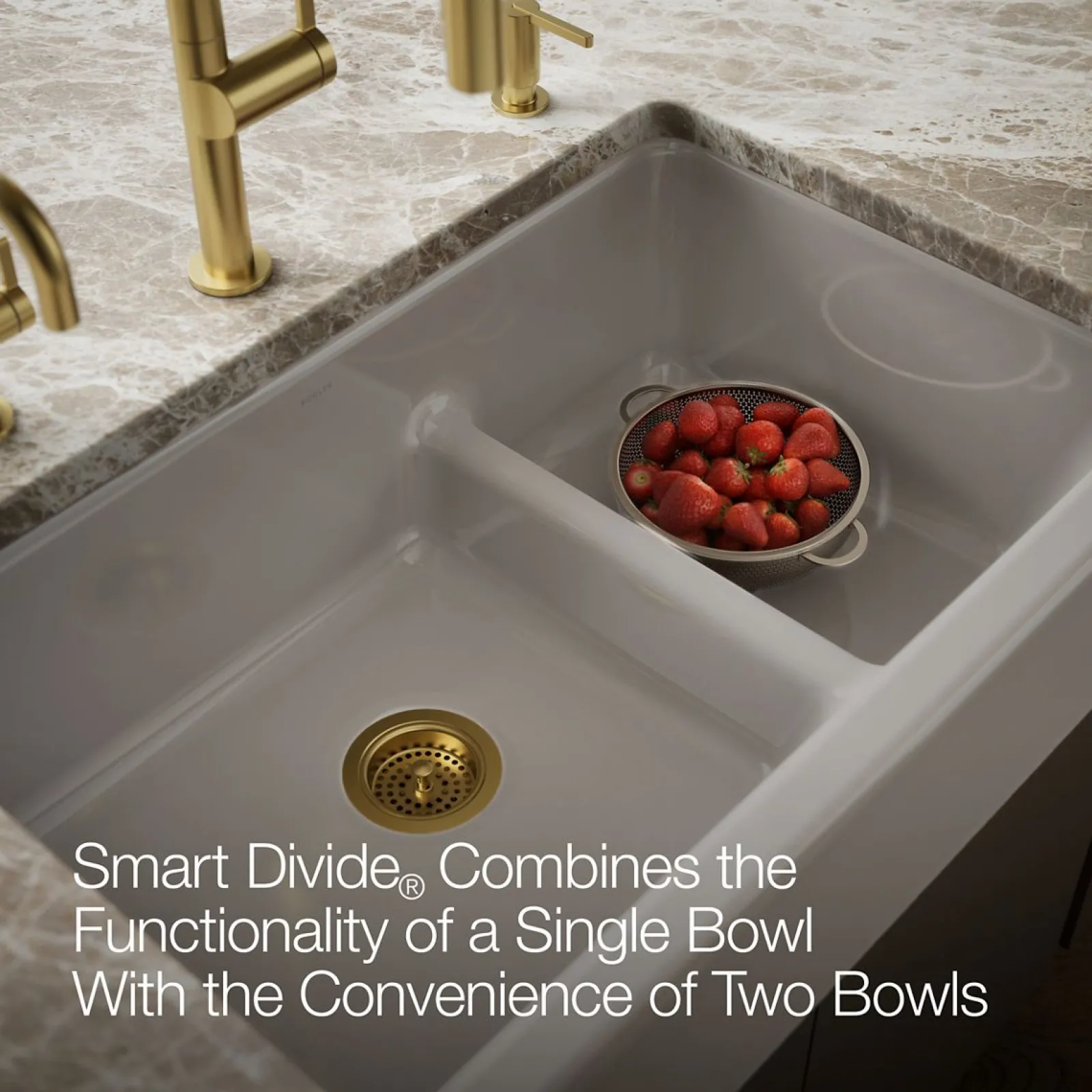 Smart Divide® 35-3/4" undermount double-bowl farmhouse kitchen sink^Kohler Outlet