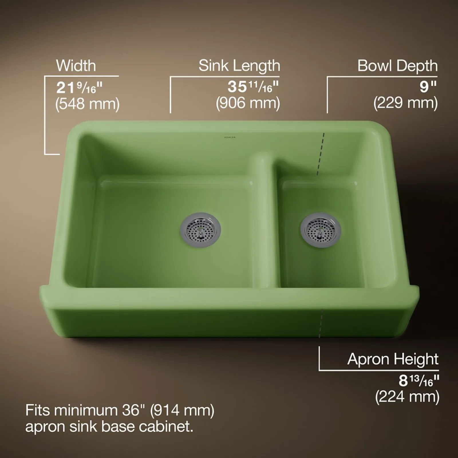 Smart Divide® 35-3/4" undermount double-bowl farmhouse kitchen sink^Kohler Outlet