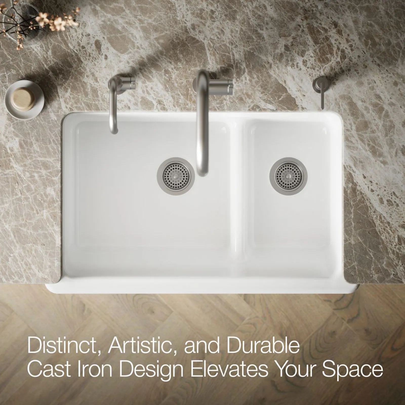 Smart Divide® 35-11/16" undermount double-bowl farmhouse kitchen sink^Kohler