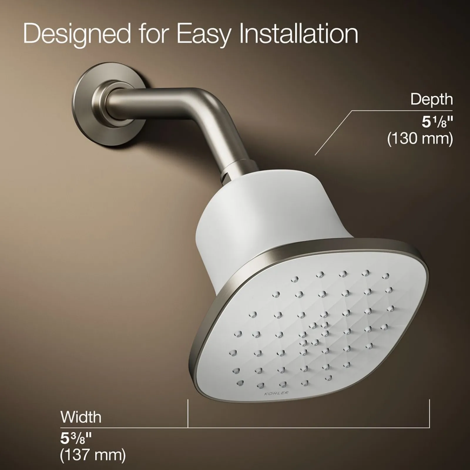 Square single-function filtered showerhead, 1.75 gpm^Kohler Hot