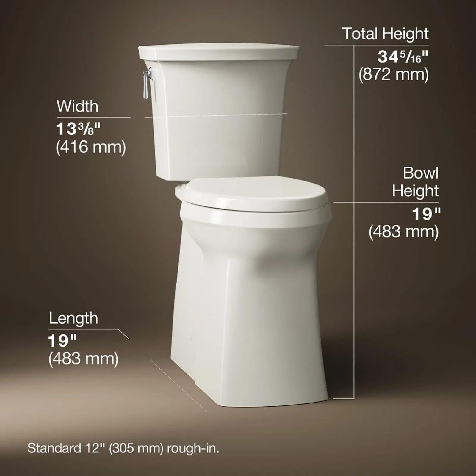 Tall ContinuousClean two-piece elongated toilet with skirted trapway, 1.28 gpf^Kohler Sale