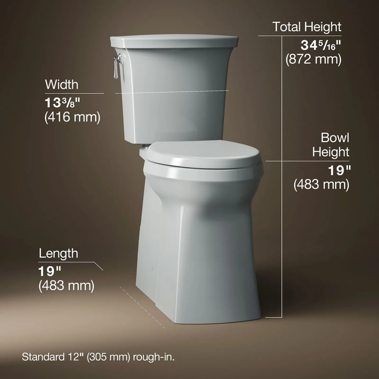 Tall ContinuousClean two-piece elongated toilet with skirted trapway, 1.28 gpf^Kohler Sale