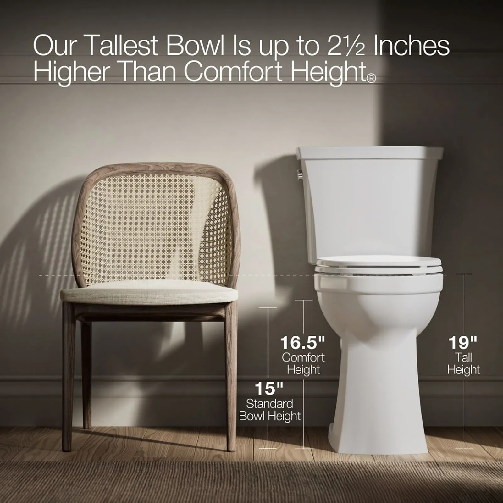 Tall ContinuousClean two-piece elongated toilet with skirted trapway, 1.28 gpf^Kohler Sale