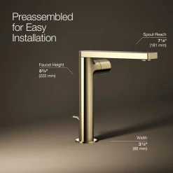 Tall single-handle bathroom sink faucet with Cylindrical handle, 1.2 gpm^Kohler Discount