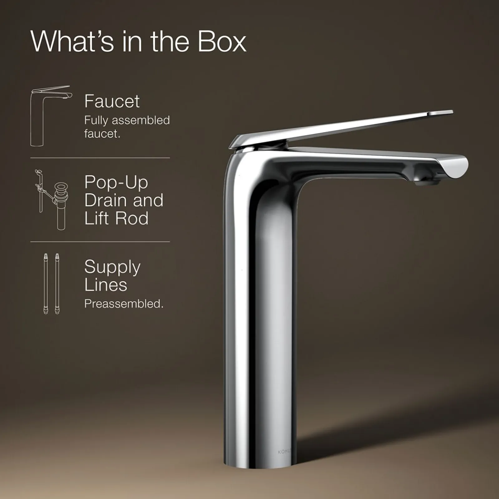 Tall single-handle bathroom sink faucet, 1.2 gpm^Kohler New