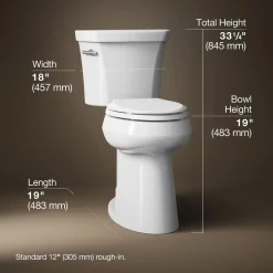Tall two-piece elongated toilet, 1.28 gpf^Kohler Clearance
