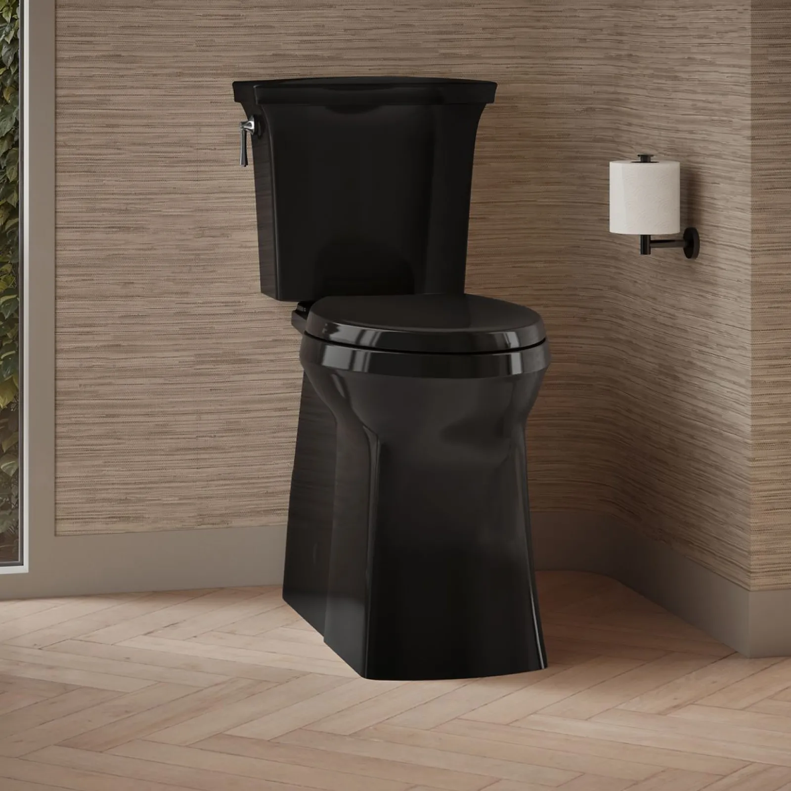 Tall two-piece elongated toilet with skirted trapway, 1.28 gpf^Kohler Hot