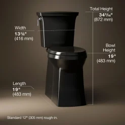 Tall two-piece elongated toilet with skirted trapway, 1.28 gpf^Kohler Hot