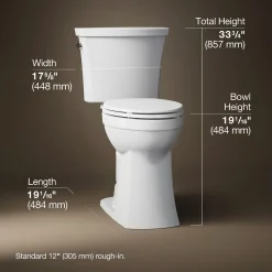 Tall two-piece elongated toilet, 1.28 gpf^Kohler Clearance