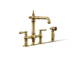 Three-hole bridge bar sink faucet with side sprayer^Kohler Outlet