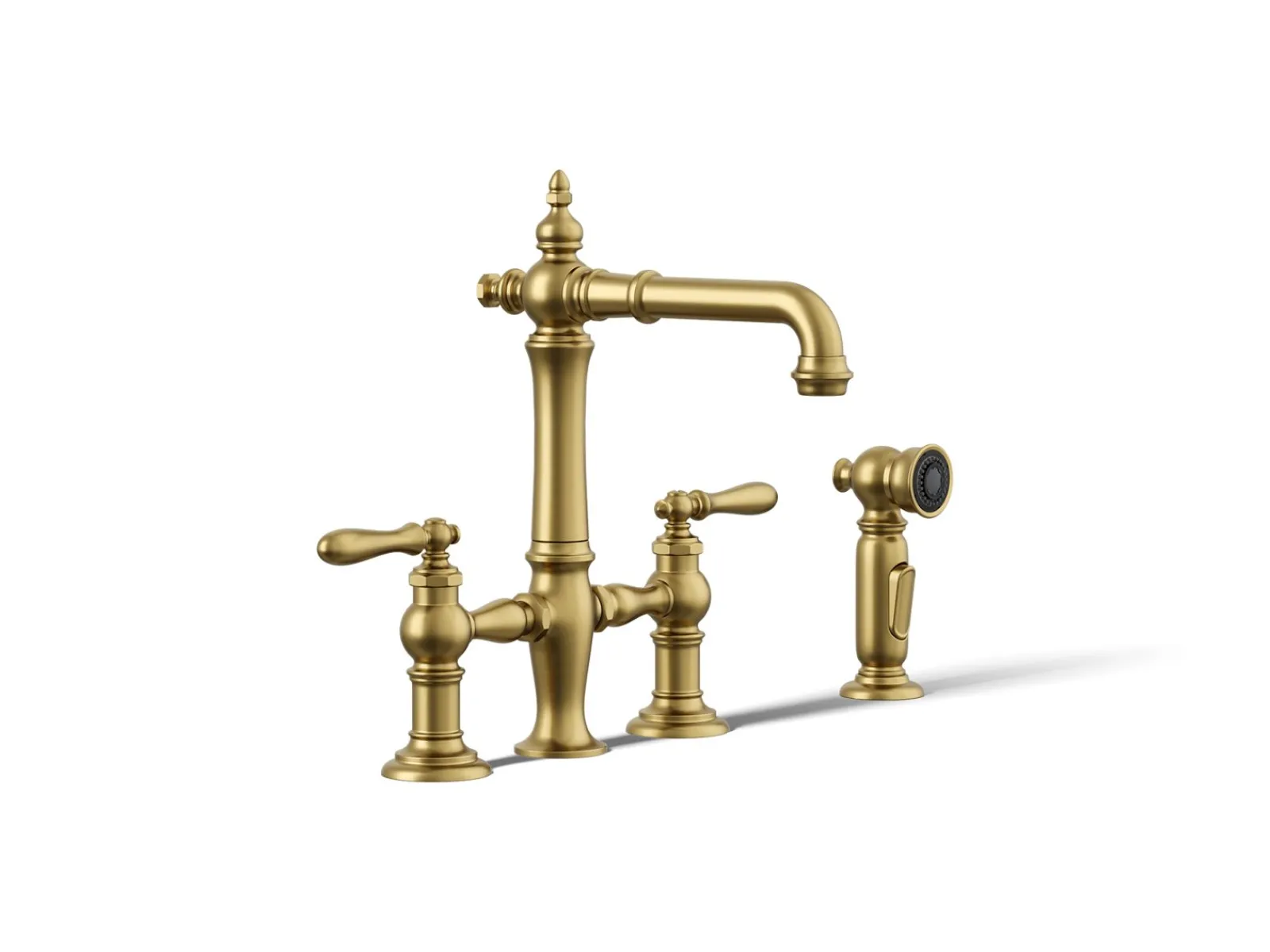 Three-hole bridge bar sink faucet with side sprayer^Kohler Outlet