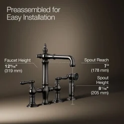 Three-hole bridge bar sink faucet with side sprayer^Kohler Outlet