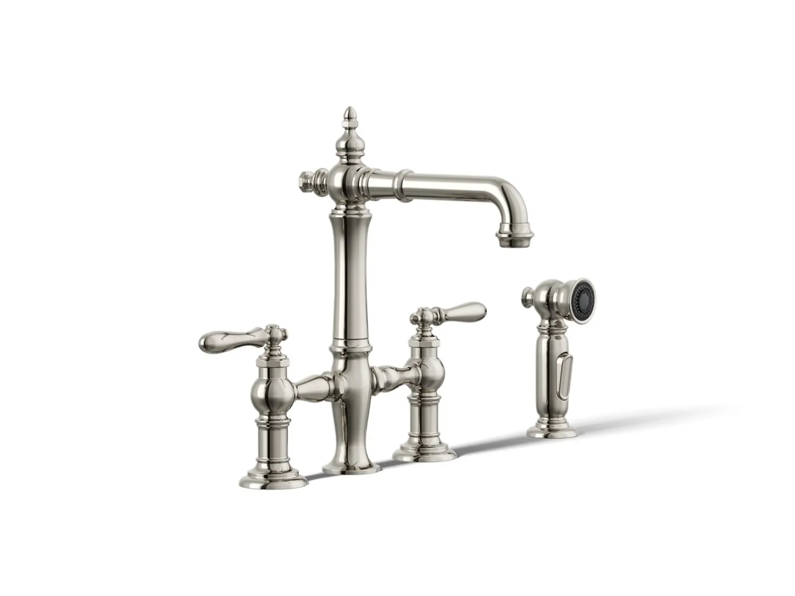 Three-hole bridge bar sink faucet with side sprayer^Kohler Outlet