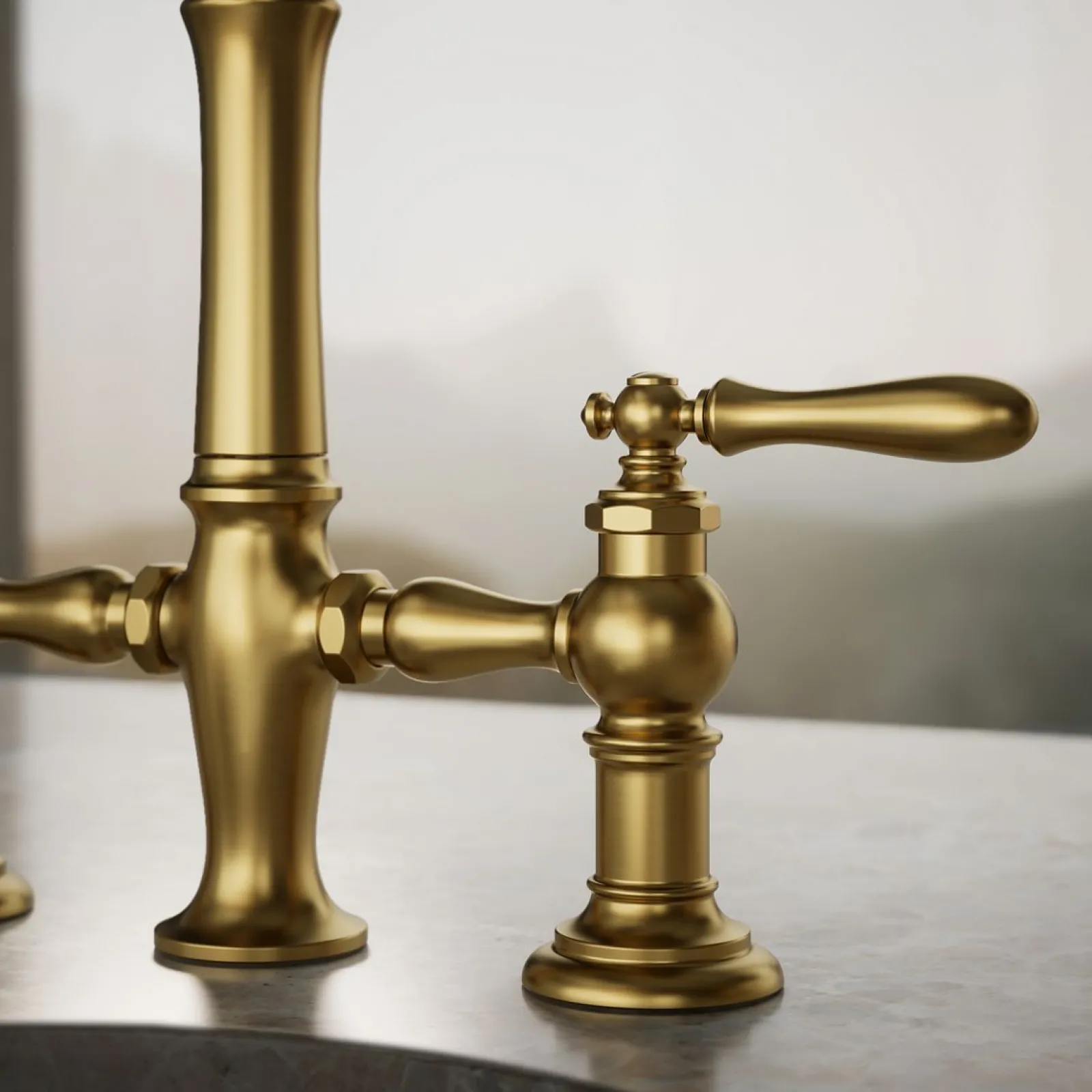 Three-hole bridge bar sink faucet with side sprayer^Kohler Outlet