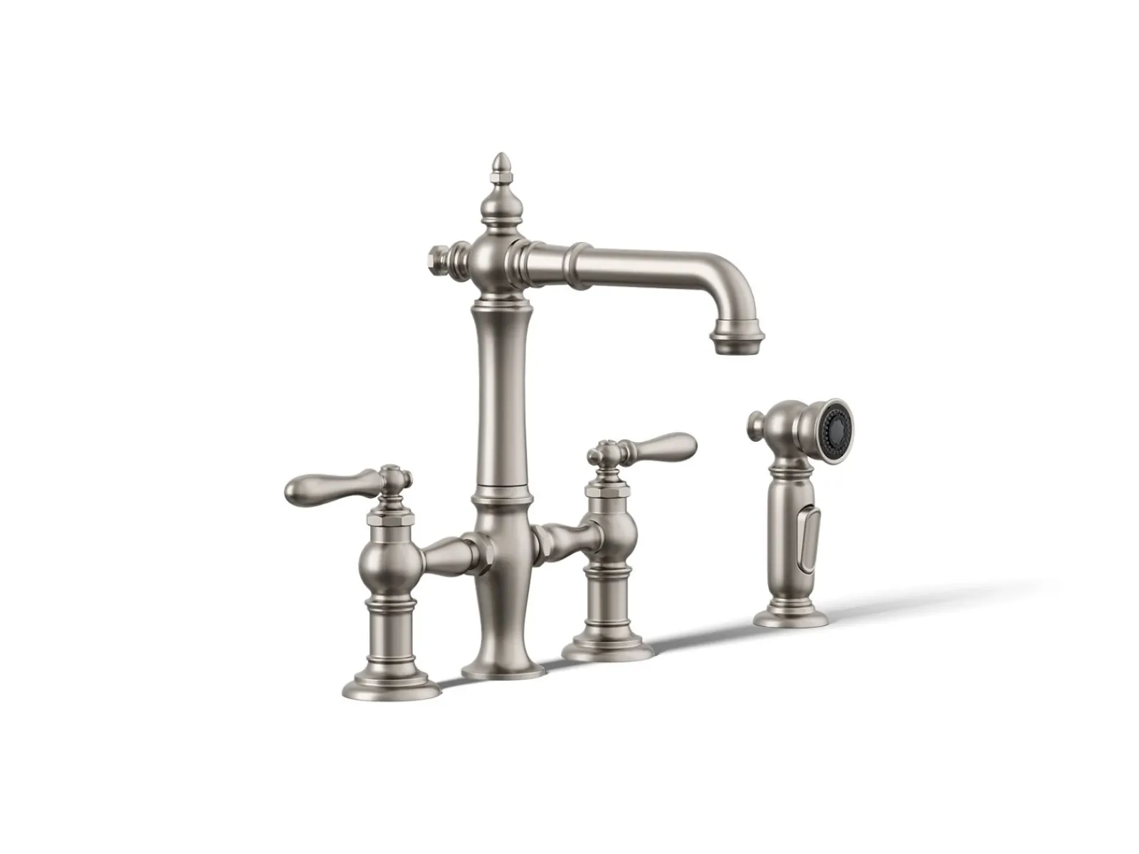 Three-hole bridge bar sink faucet with side sprayer^Kohler Outlet