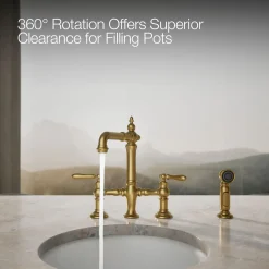 Three-hole bridge bar sink faucet with side sprayer^Kohler Outlet