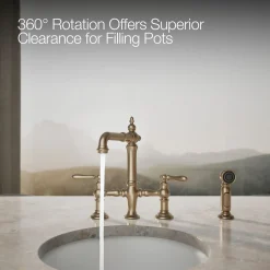 Three-hole bridge bar sink faucet with side sprayer^Kohler Outlet