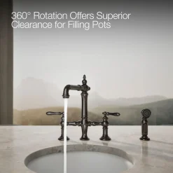 Three-hole bridge bar sink faucet with side sprayer^Kohler Outlet