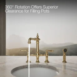 Three-hole bridge bar sink faucet with side sprayer^Kohler Outlet