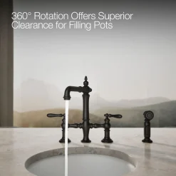 Three-hole bridge bar sink faucet with side sprayer^Kohler Outlet