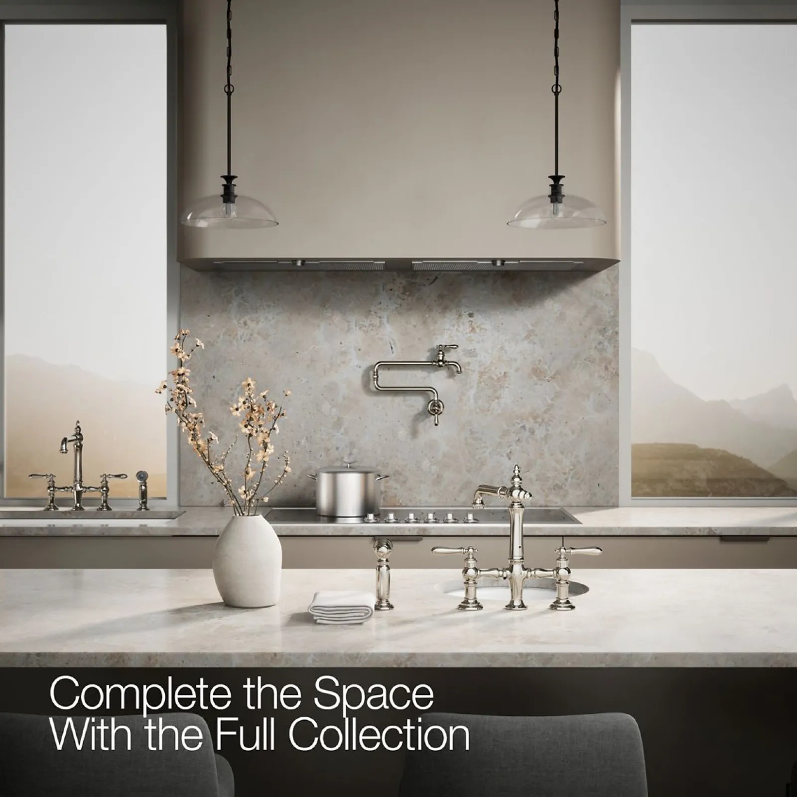 Three-hole bridge bar sink faucet with side sprayer^Kohler Outlet