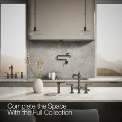 Three-hole bridge bar sink faucet with side sprayer^Kohler Outlet