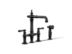 Three-hole bridge bar sink faucet with side sprayer^Kohler Outlet