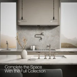 Three-hole bridge kitchen sink faucet with side sprayer^Kohler Outlet