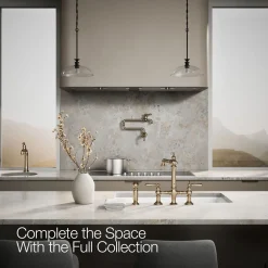 Three-hole bridge kitchen sink faucet with side sprayer^Kohler Outlet
