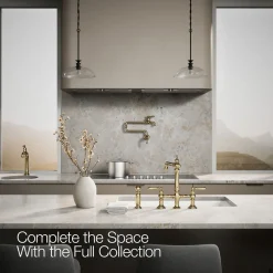 Three-hole bridge kitchen sink faucet with side sprayer^Kohler Outlet