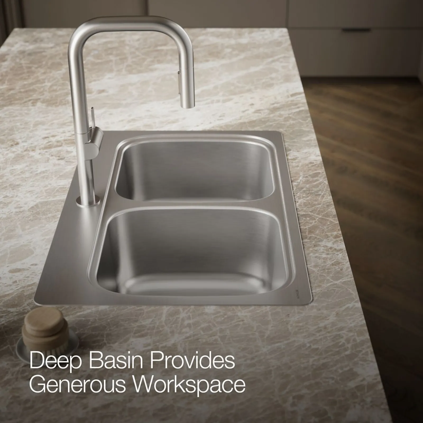 33" top-mount double-bowl kitchen sink^Kohler New