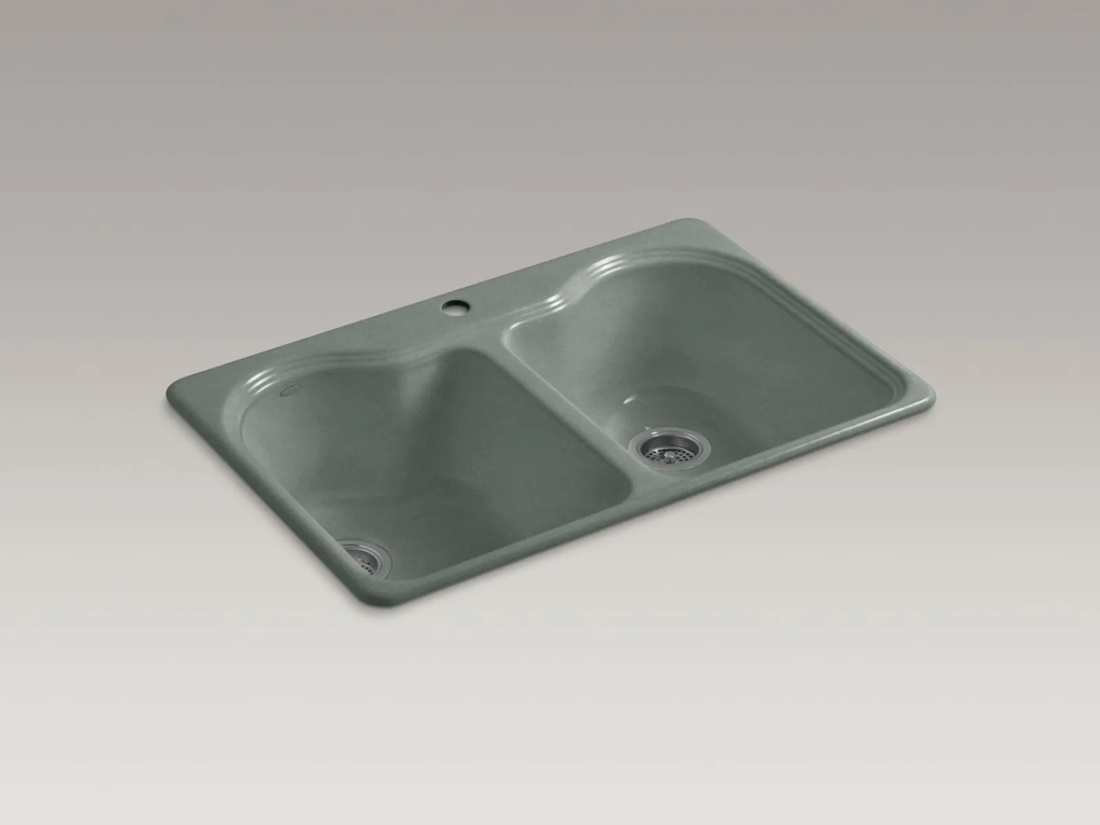33" top-mount double-bowl kitchen sink^Kohler New