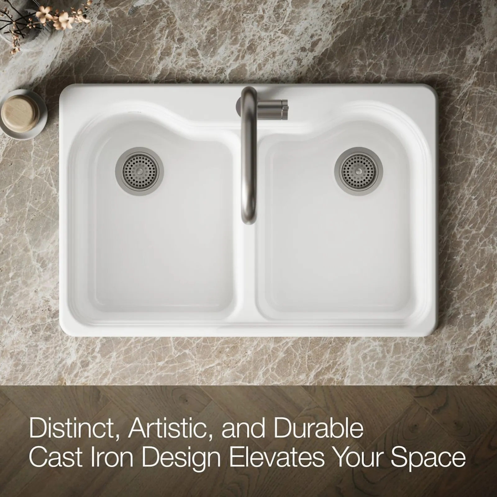 33" top-mount double-bowl kitchen sink^Kohler New