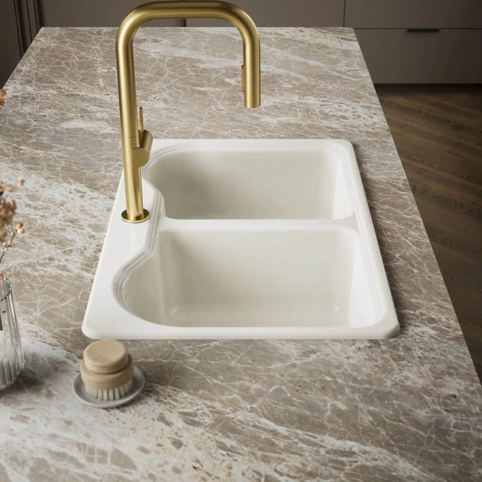33" top-mount double-bowl kitchen sink^Kohler New