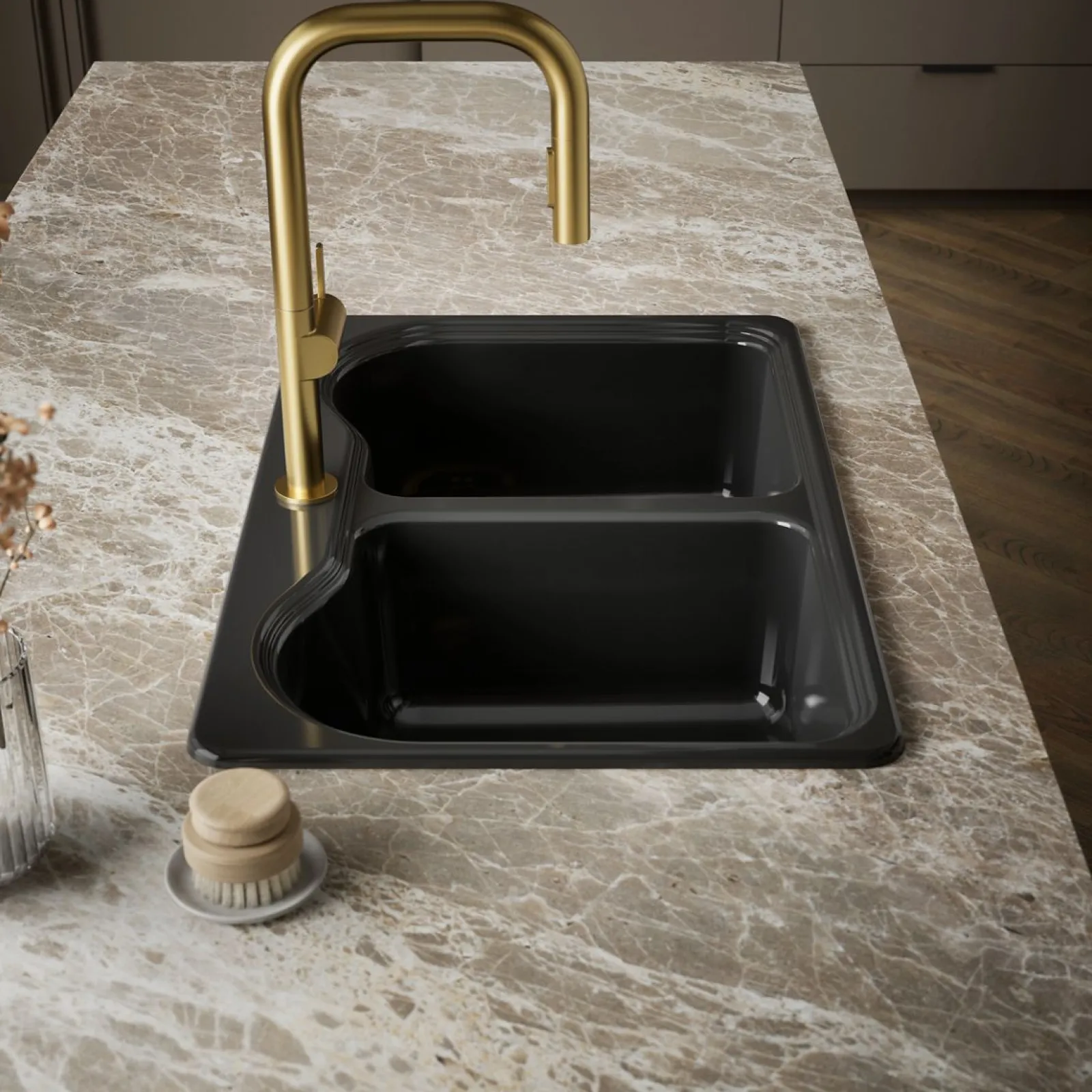 33" top-mount double-bowl kitchen sink^Kohler New