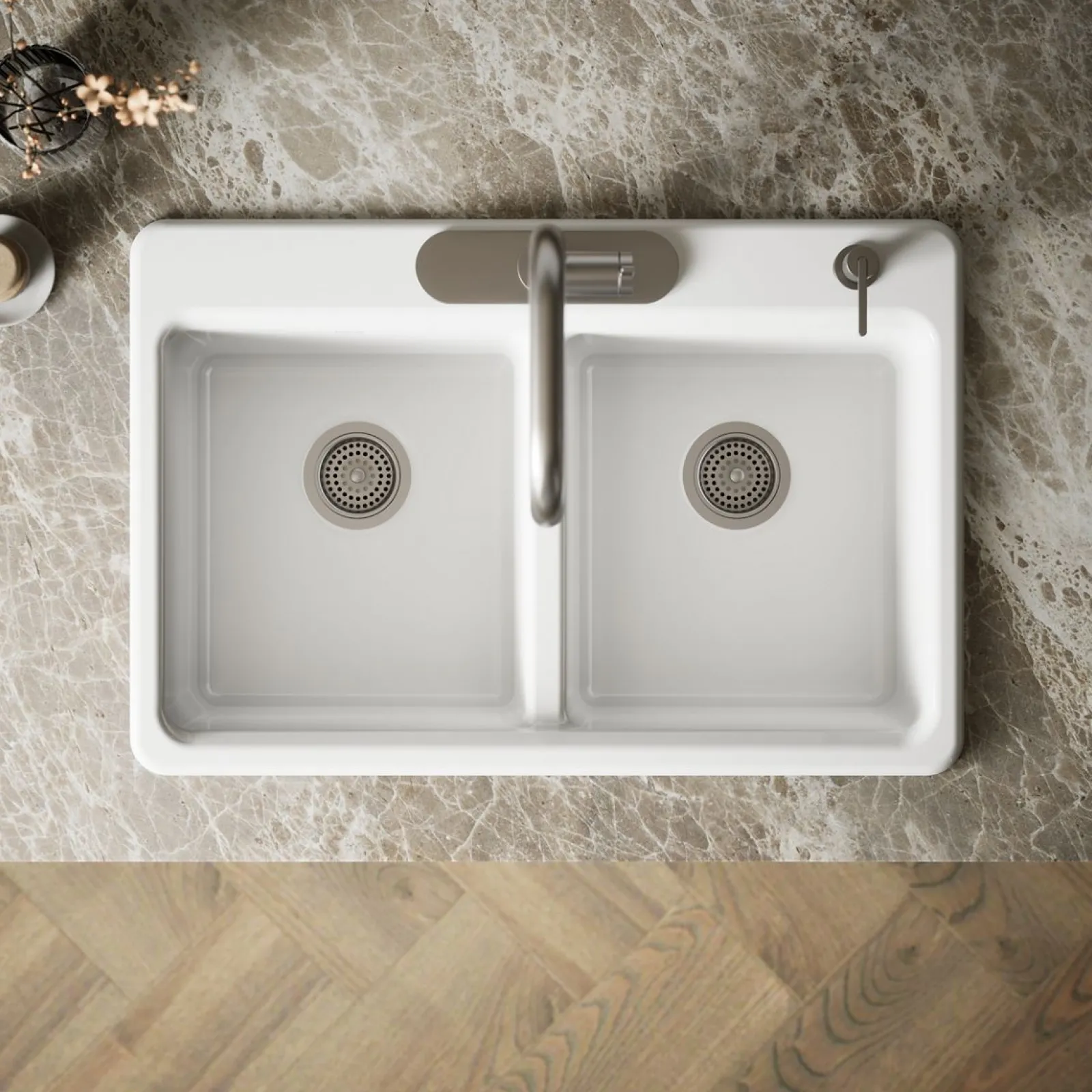 33" top-mount double-bowl kitchen sink^Kohler Clearance
