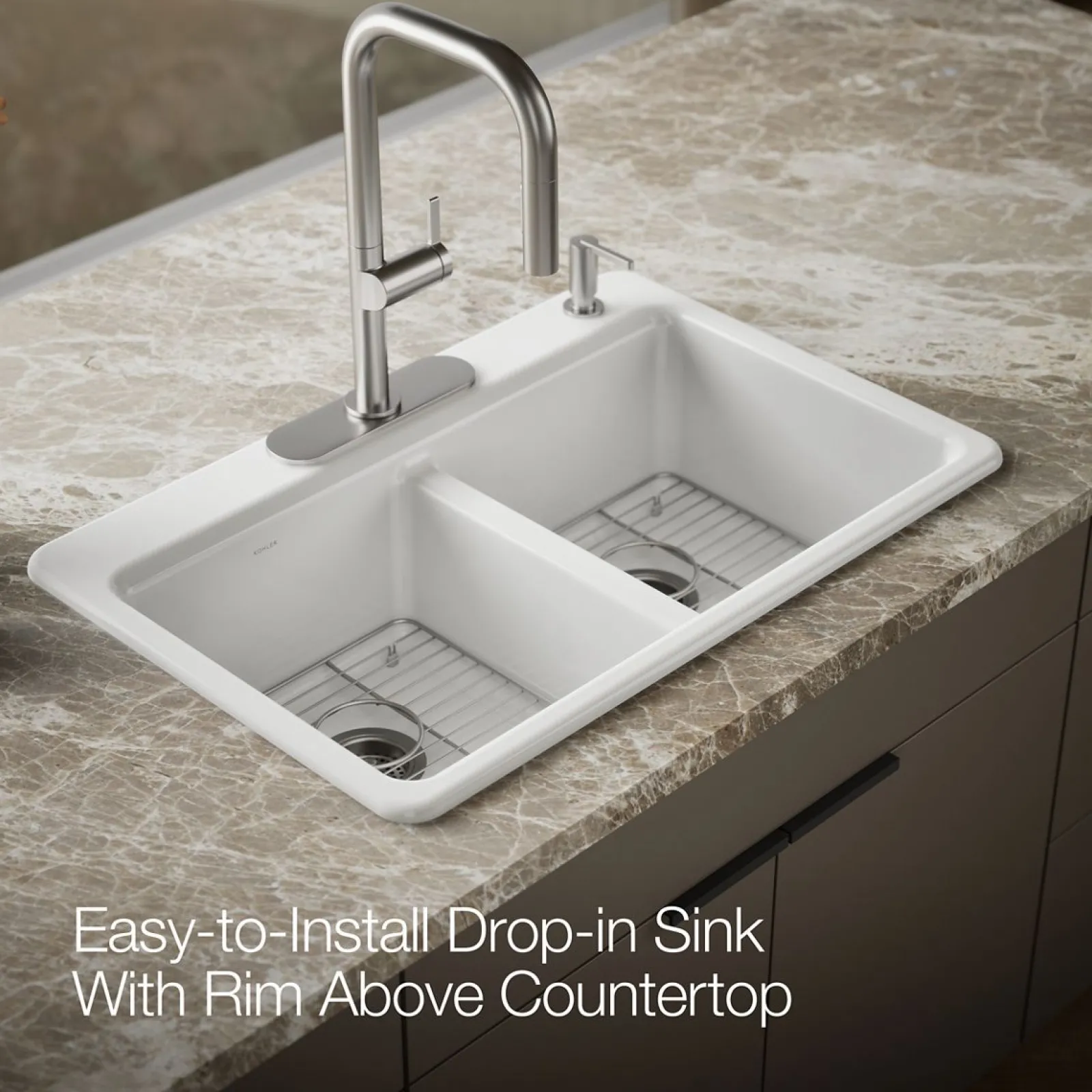 33" top-mount double-bowl kitchen sink^Kohler Clearance