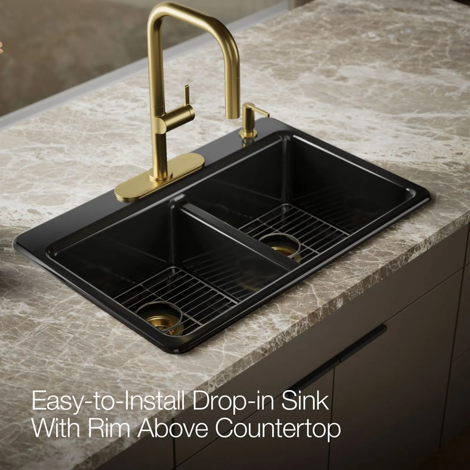 33" top-mount double-bowl kitchen sink^Kohler Clearance