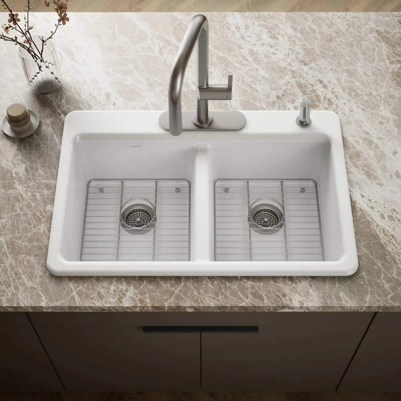 33" top-mount double-bowl kitchen sink^Kohler Clearance