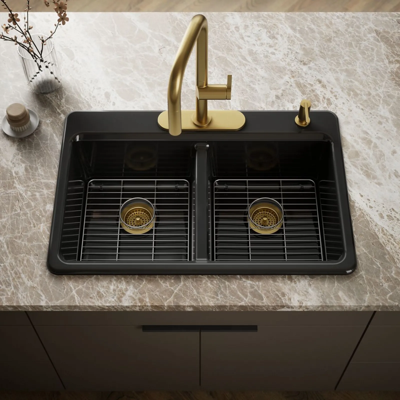 33" top-mount double-bowl kitchen sink^Kohler Clearance