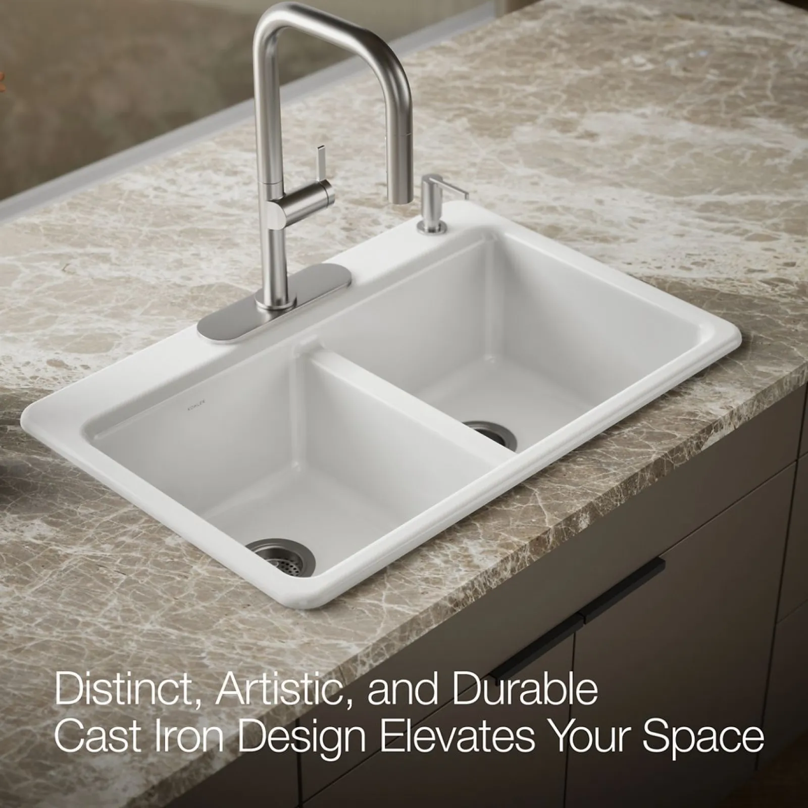 33" top-mount double-bowl kitchen sink^Kohler Clearance