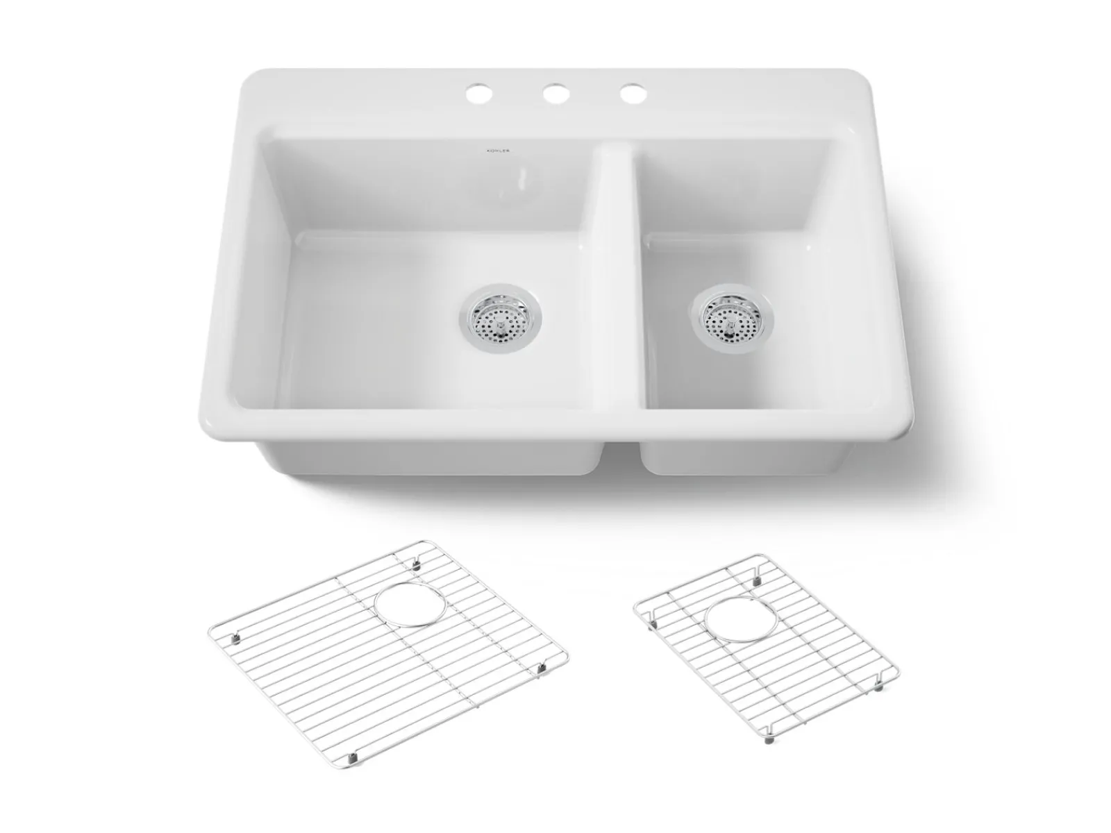 33" top-mount double-bowl kitchen sink^Kohler Outlet