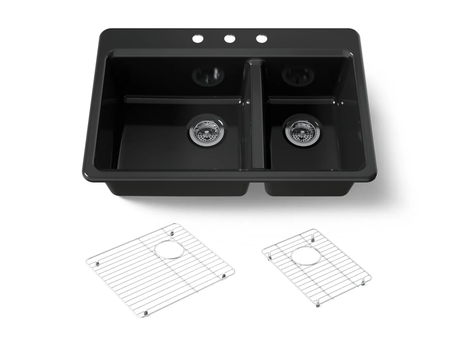 33" top-mount double-bowl kitchen sink^Kohler Outlet