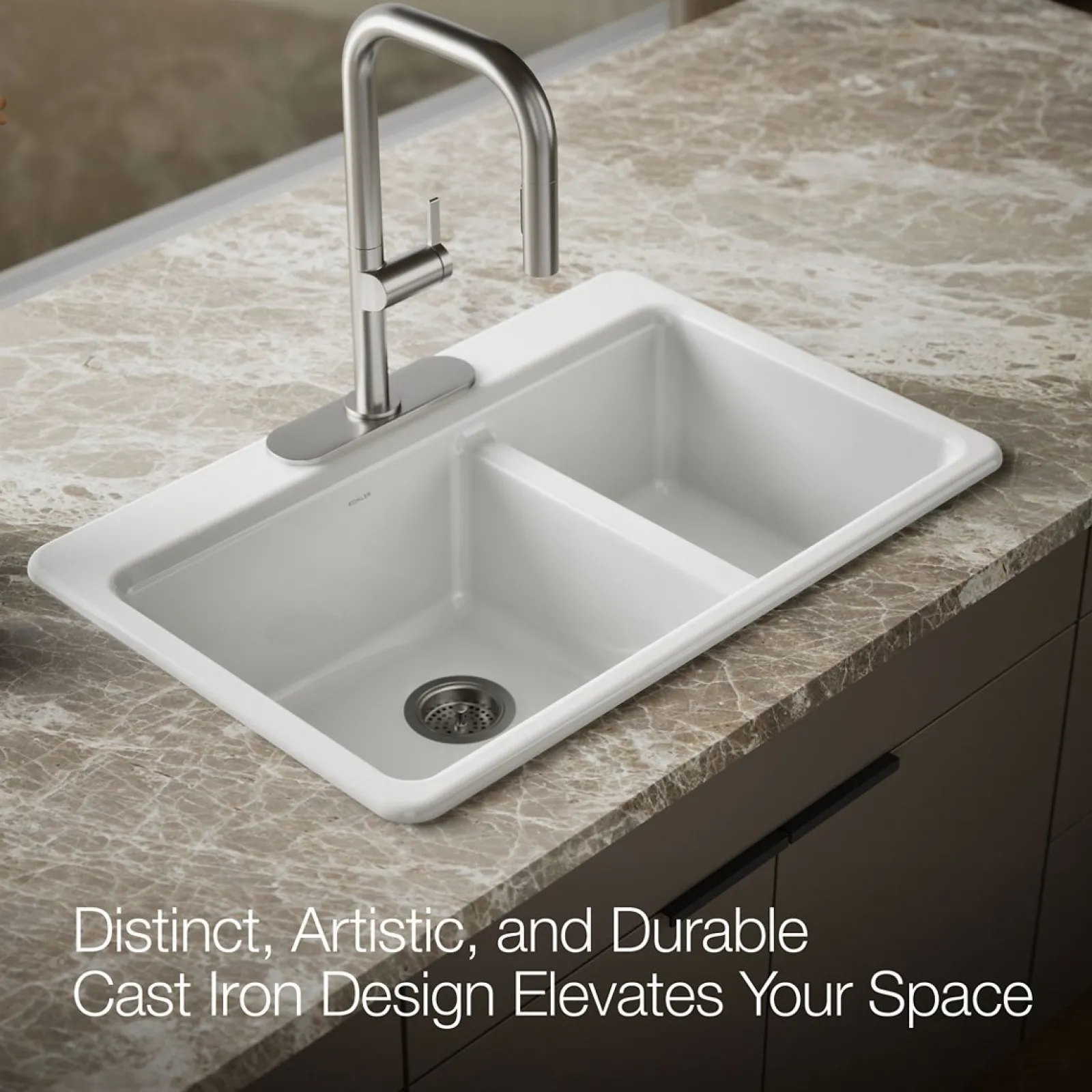 33" top-mount double-bowl kitchen sink^Kohler Outlet