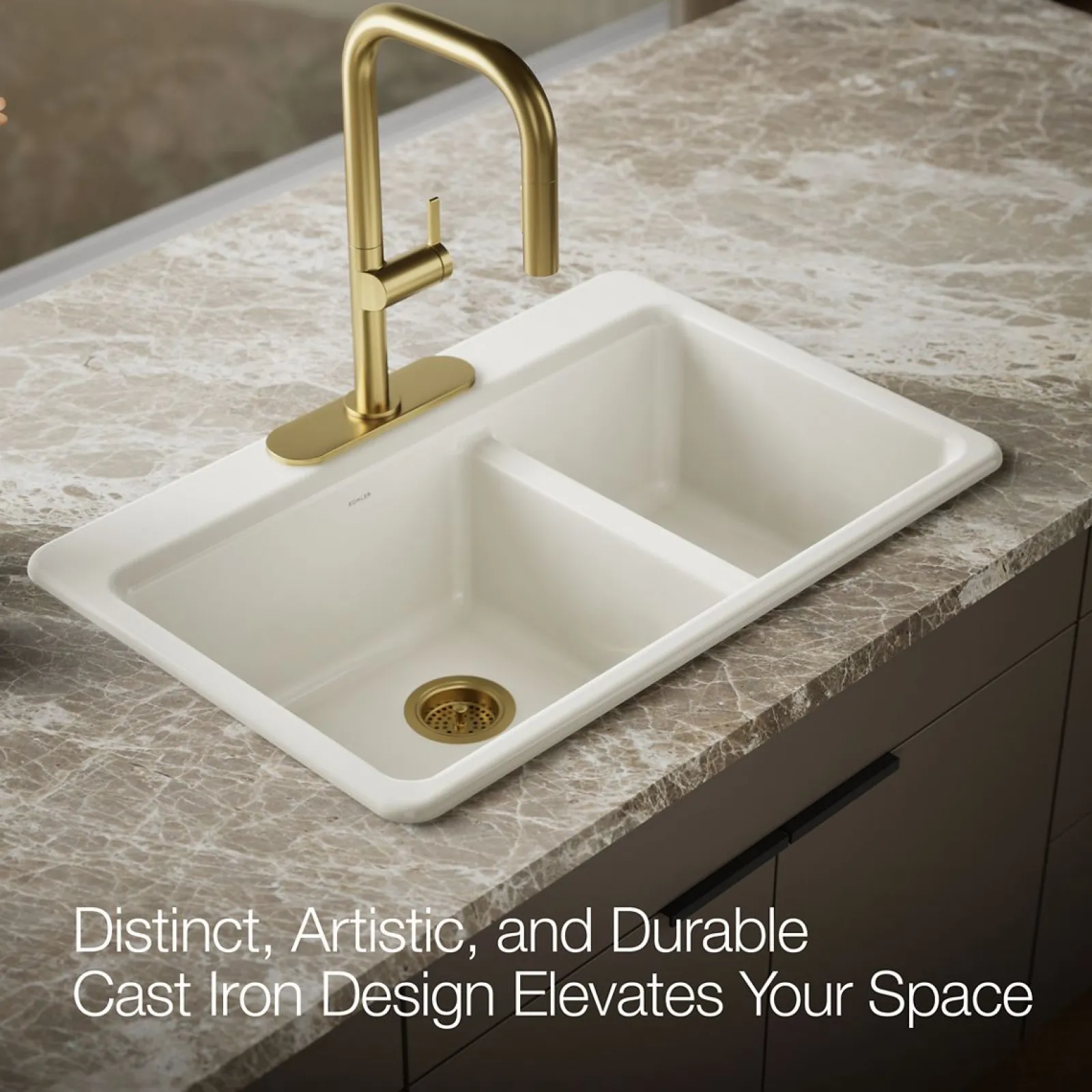 33" top-mount double-bowl kitchen sink^Kohler Outlet