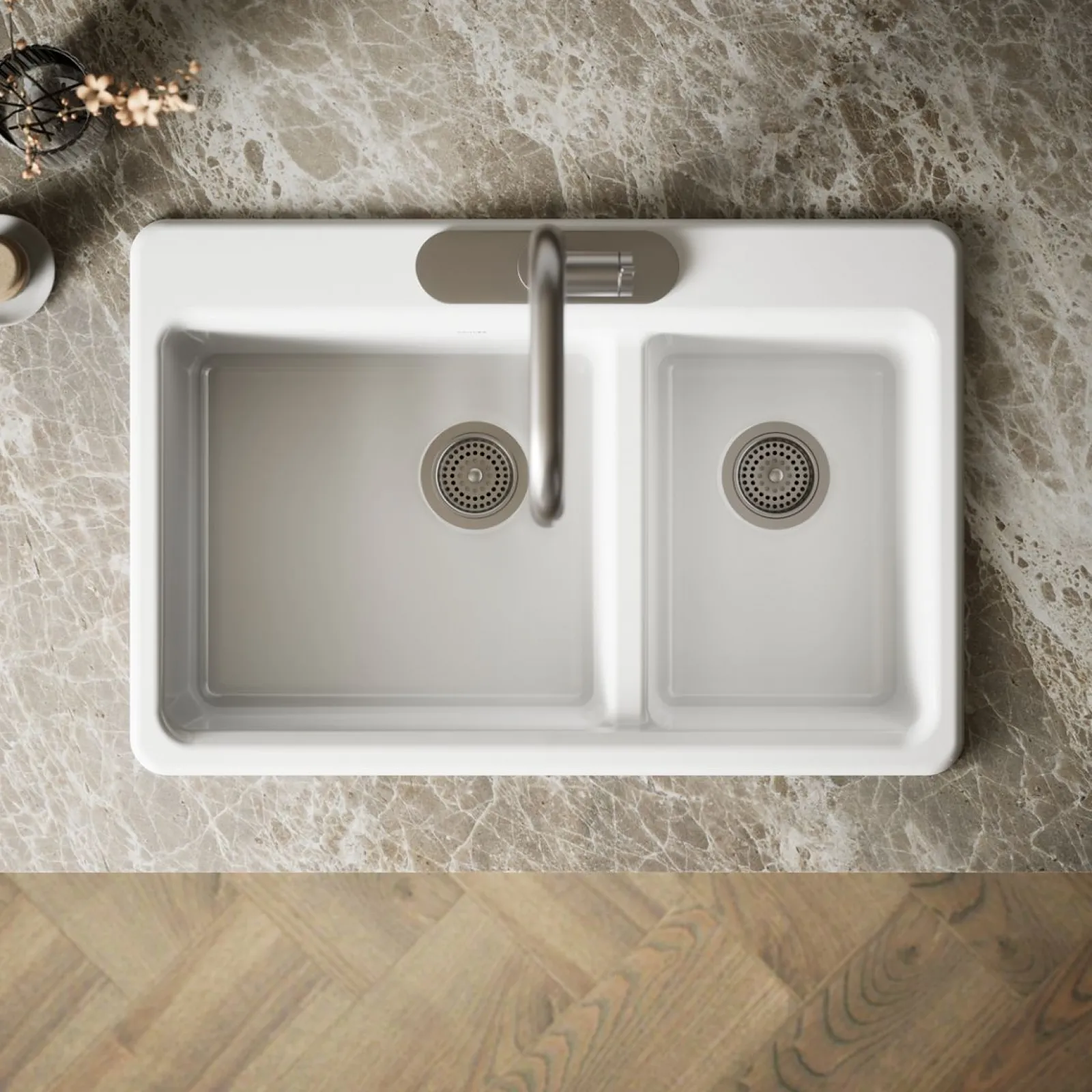 33" top-mount double-bowl kitchen sink^Kohler Outlet