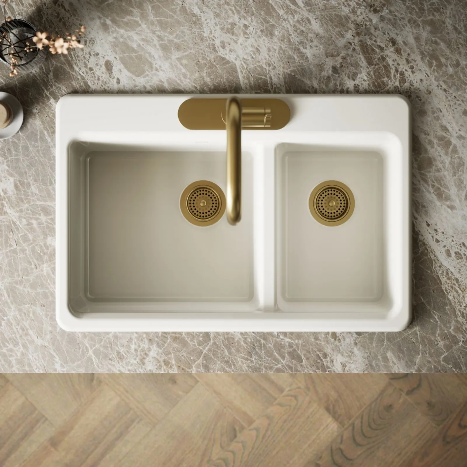 33" top-mount double-bowl kitchen sink^Kohler Outlet