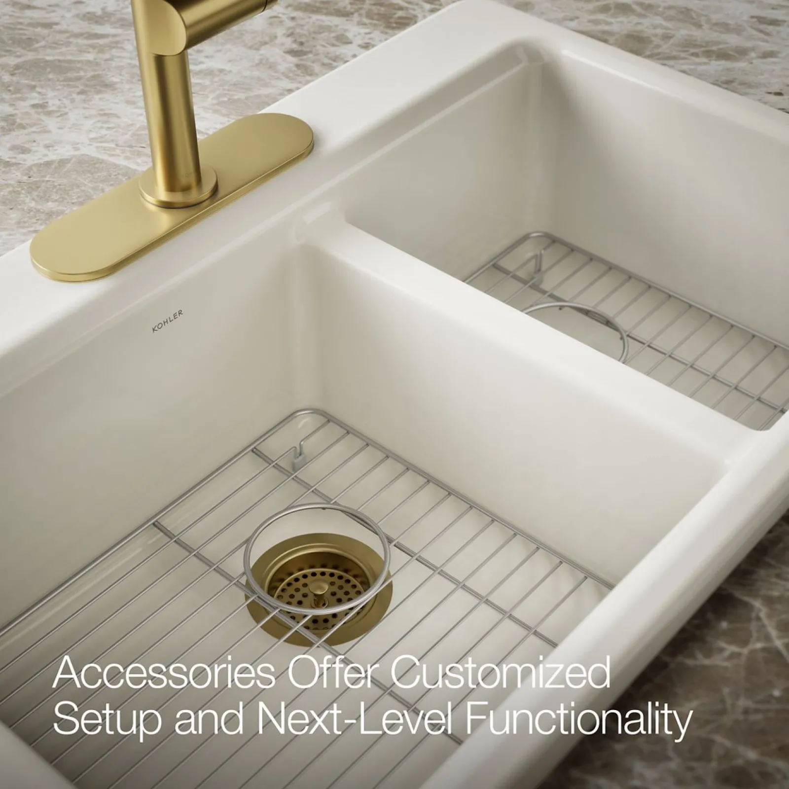 33" top-mount double-bowl kitchen sink^Kohler Outlet