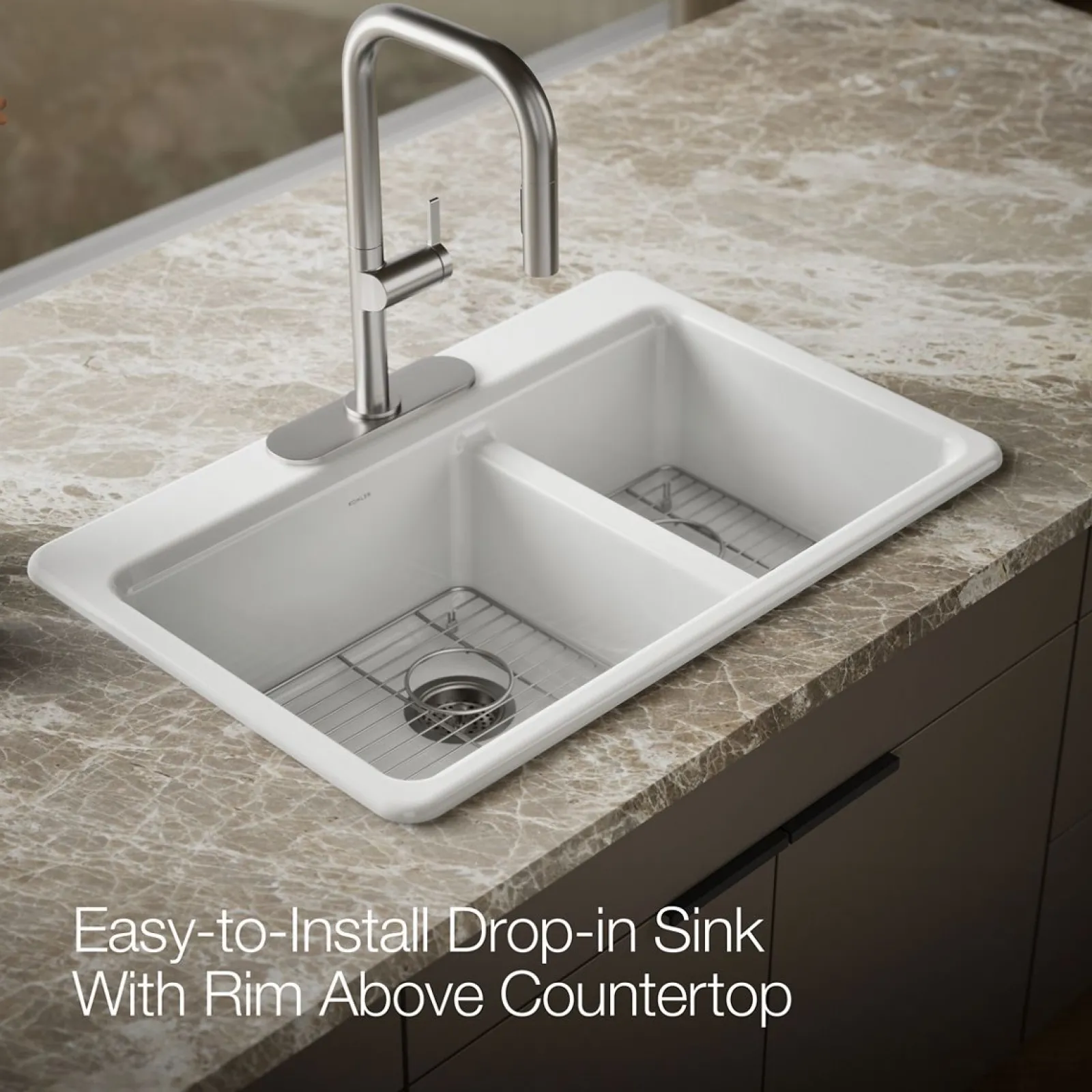 33" top-mount double-bowl kitchen sink^Kohler Outlet