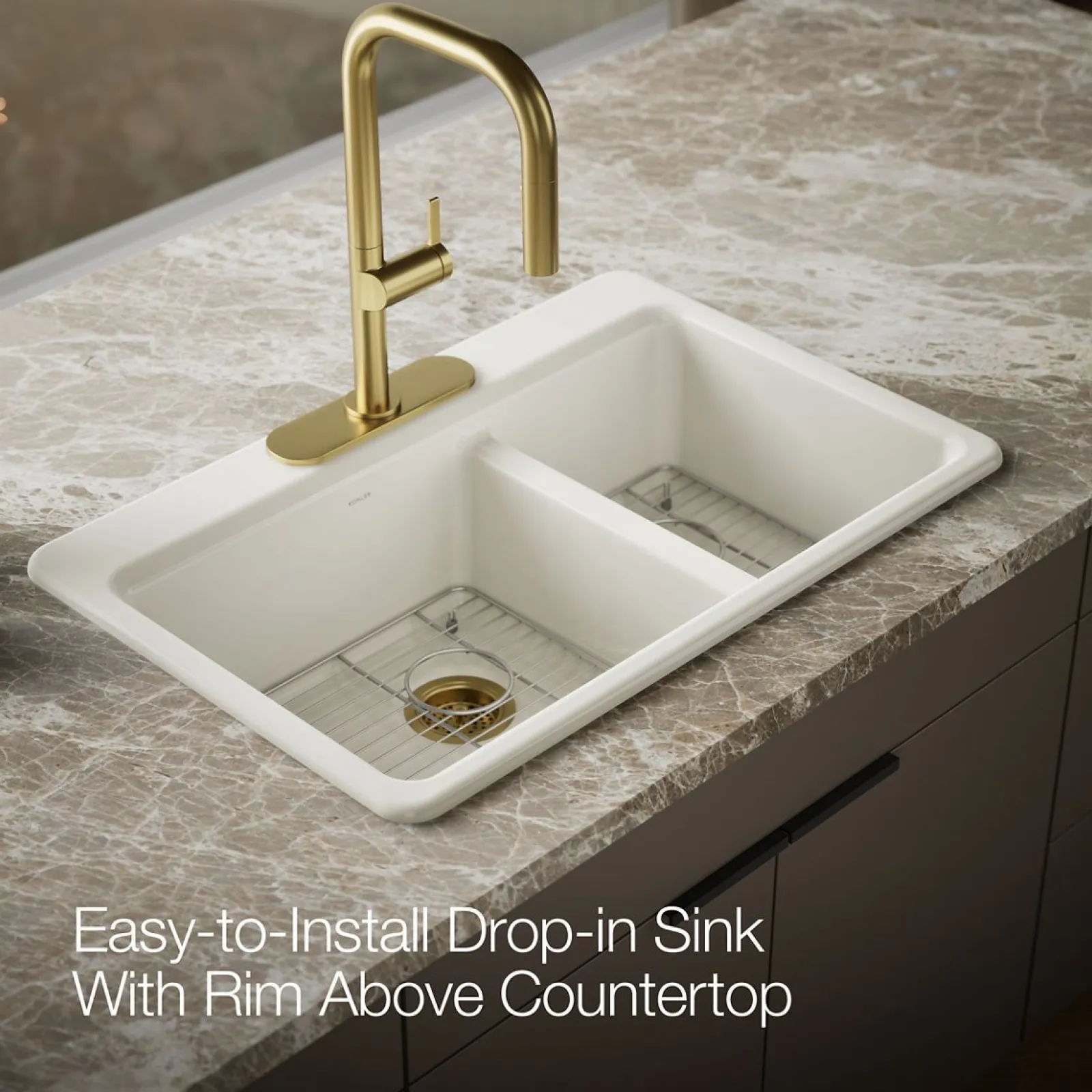 33" top-mount double-bowl kitchen sink^Kohler Outlet